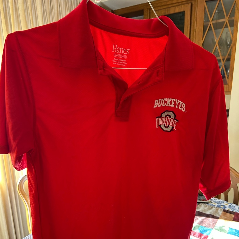 Hanes Bright Red Ohio State Buckeye Polo Shirt